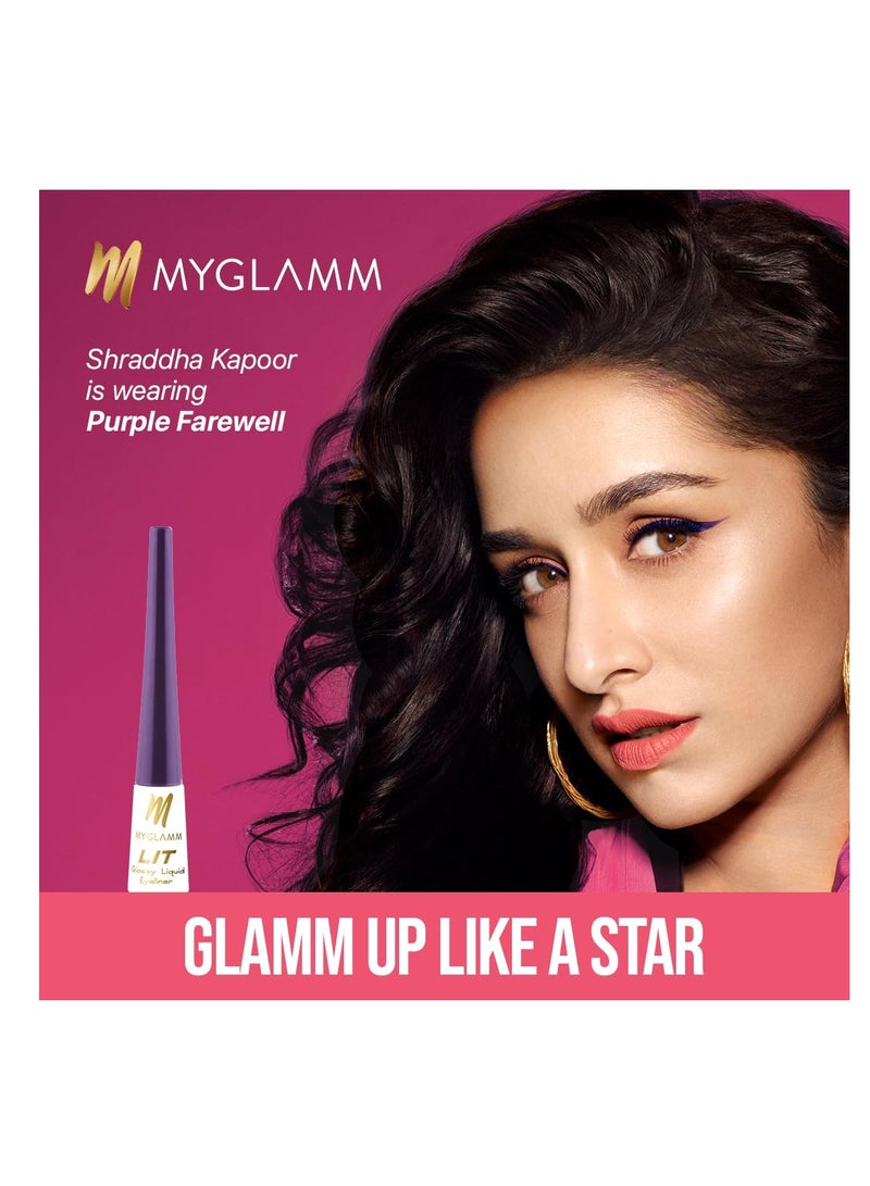 MyGlamm LIT Glossy Liquid Eyeliner Blue Birthday 3.5 ml - Image 3