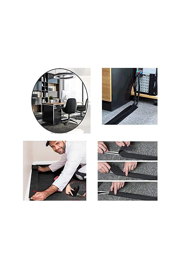 Excefore Cable Cover Protector 10CM Wide Carpet Cord Cover Cable Management for Home Commercial Office Carpet - 10 Feet - Black - Image 5