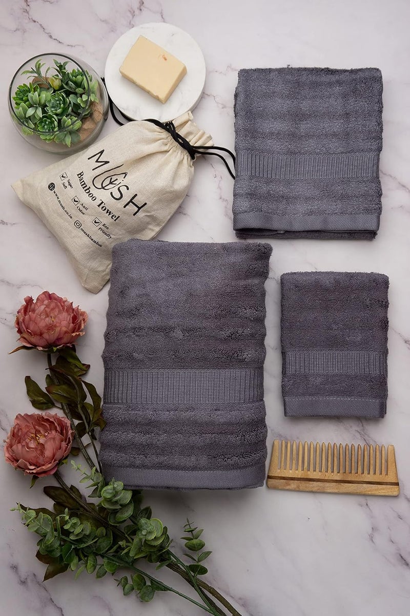 Mush Ultra Soft & Super Absorbent | 600 GSM Bamboo Bath Towel Set | 29 X 59 Inches (Space Grey) - Image 5