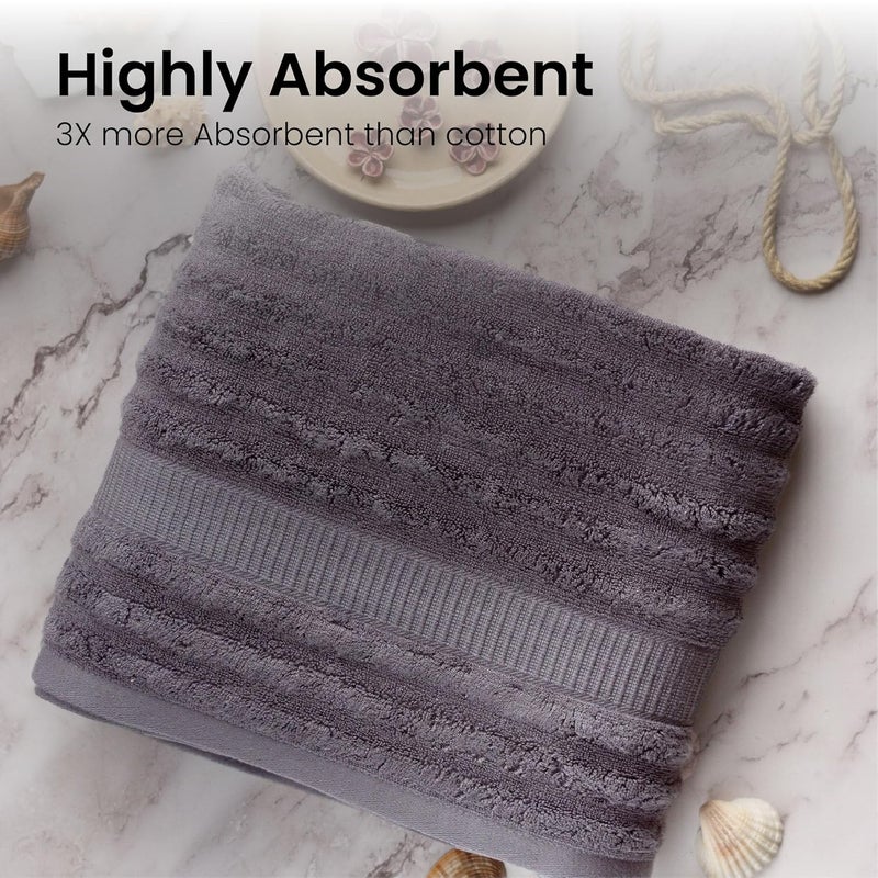 Mush Ultra Soft & Super Absorbent | 600 GSM Bamboo Bath Towel Set | 29 X 59 Inches (Space Grey) - Image 2