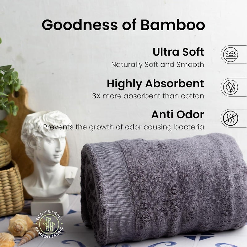 Mush Ultra Soft & Super Absorbent | 600 GSM Bamboo Bath Towel Set | 29 X 59 Inches (Space Grey) - Image 3