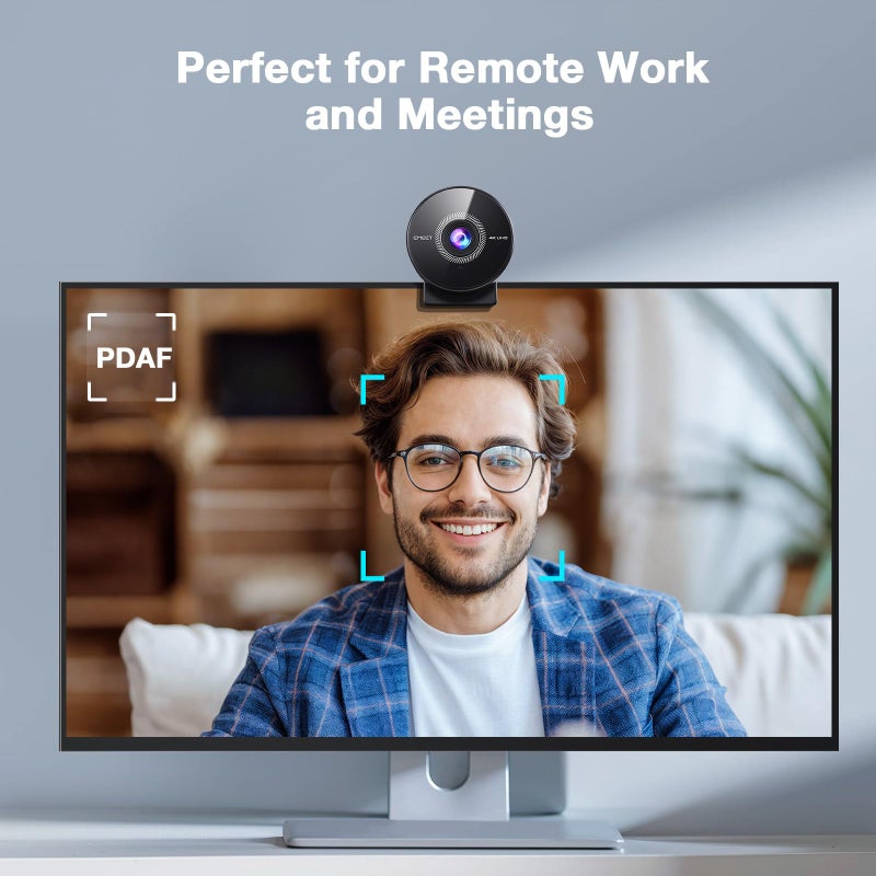 eMeet كاميرا ويب EMEET C950 بدقة 4K للكمبيوتر - تركيز تلقائي PDAF، كاميرا ويب USB مع ميكروفون وغطاء خصوصية مادي، 1080P@60FPS، USB 2.0 توصيل وتشغيل، بدون فتحة ترايبود، كاميرا ويب بزاوية رؤية 70° للاجتماعات/الدروس عبر الإنترنت/زووم - Image 3