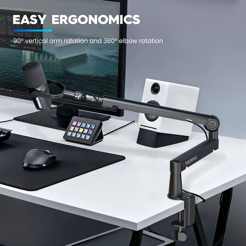THRONMAX Twist S6 Microphone Boom Arm, Low Profile Mic Stand with Cable Management,Desk Clamp, Versatile Mounting, All-Metal and Fully Adjustable Mic Arm for Streaming, Gaming, Home Office,Universal - Image 4