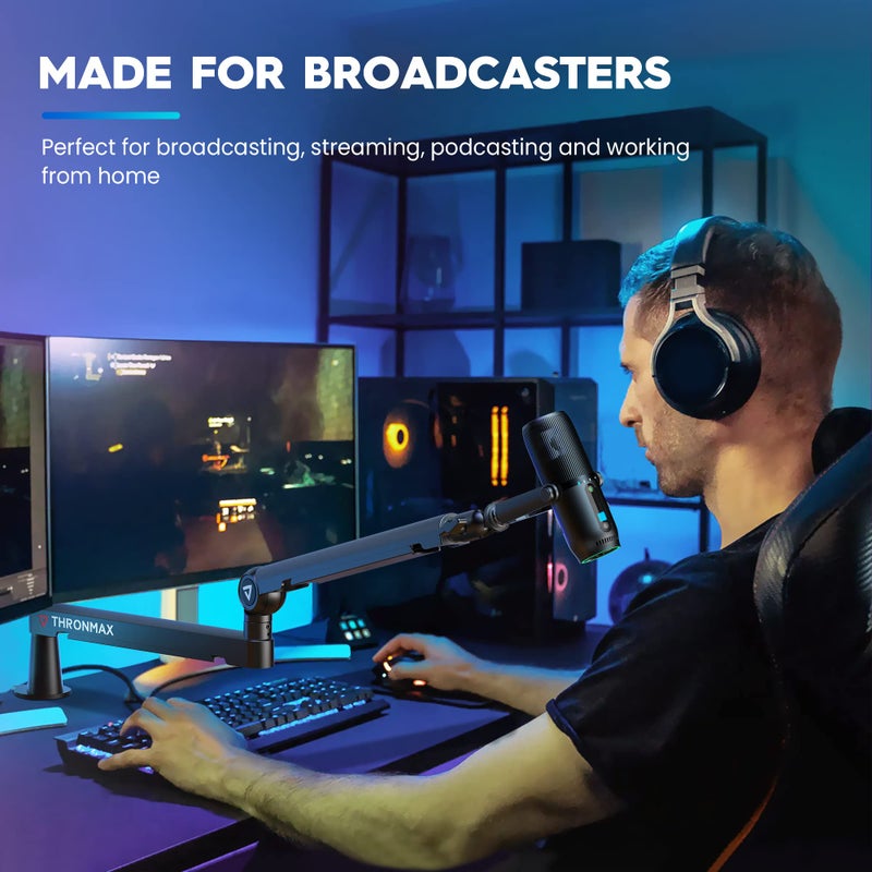 THRONMAX Twist S6 Microphone Boom Arm, Low Profile Mic Stand with Cable Management,Desk Clamp, Versatile Mounting, All-Metal and Fully Adjustable Mic Arm for Streaming, Gaming, Home Office,Universal - Image 5