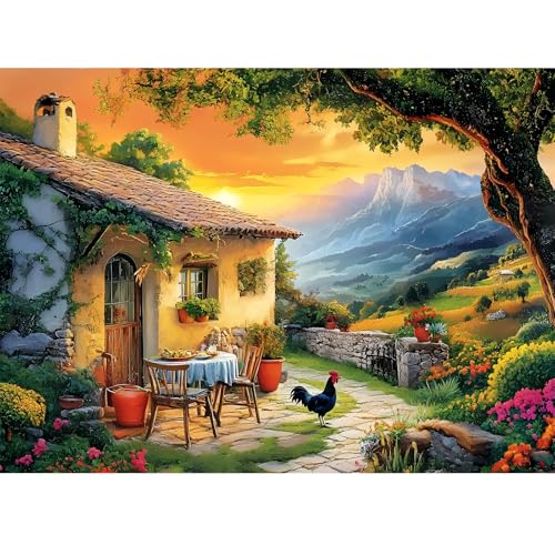 WSCXSC Jigsaw Puzzles 300 Pieces for Adults Village Puzzles Adults Kids Puzzles 300 Pieces Games Family Challenging Puzzle Gift Toy for Puzzle Enthusiasts Unique Brain Teaser 205x15IN - Image 1