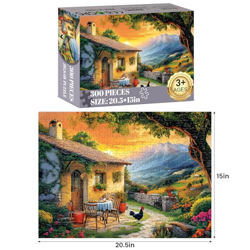 WSCXSC Jigsaw Puzzles 300 Pieces for Adults Village Puzzles Adults Kids Puzzles 300 Pieces Games Family Challenging Puzzle Gift Toy for Puzzle Enthusiasts Unique Brain Teaser 205x15IN - Image 5