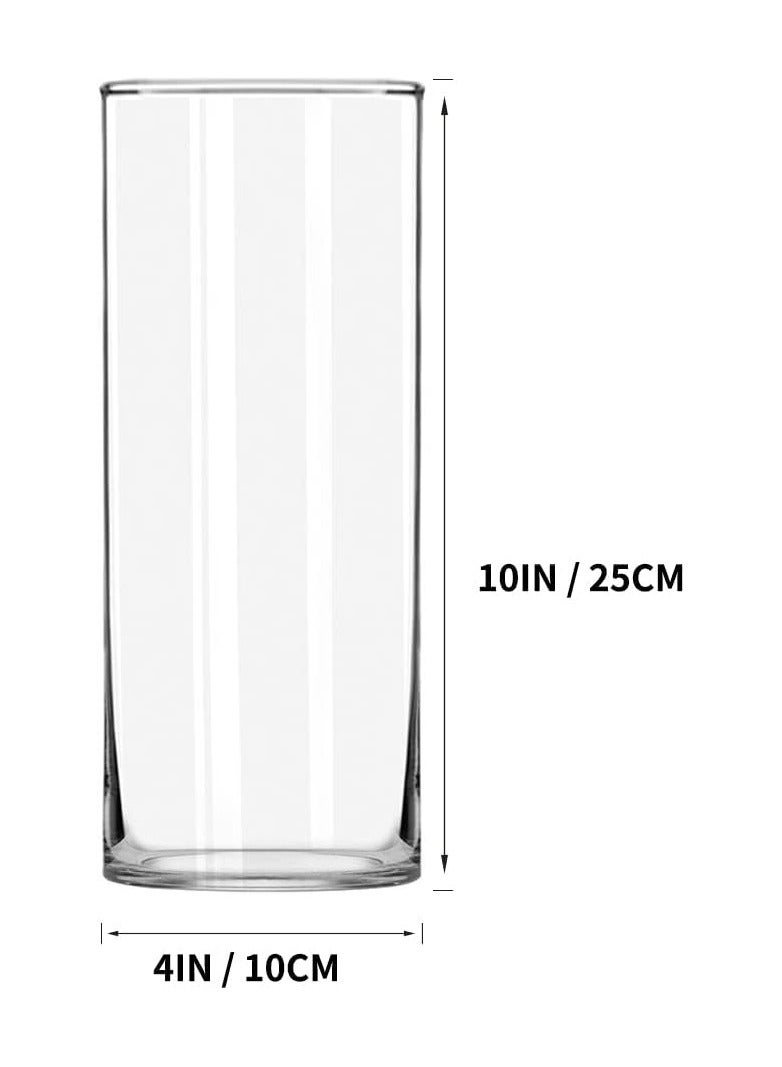 Home zone 3 Pack Clear Glass Cylinder Vases, Table Flowers Vase, for Home & Wedding Decorations and Formal Dinners (Width 4", Height 10") - Image 3