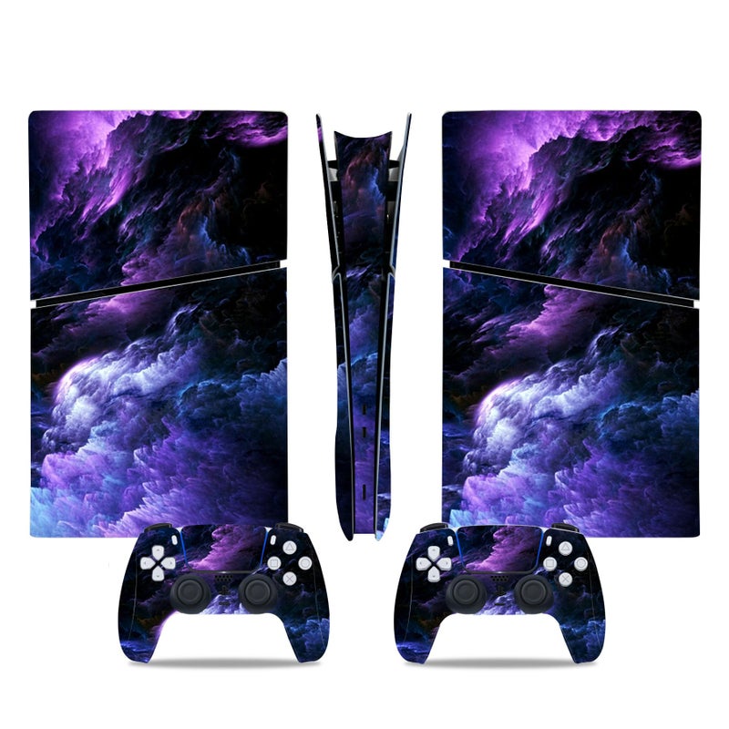 CXWITHY Skin Sticker for PS5 Slim Digital, Protective Vinyl Decal Game Accessories Cover for Console and Controller (Purple) - Image 1