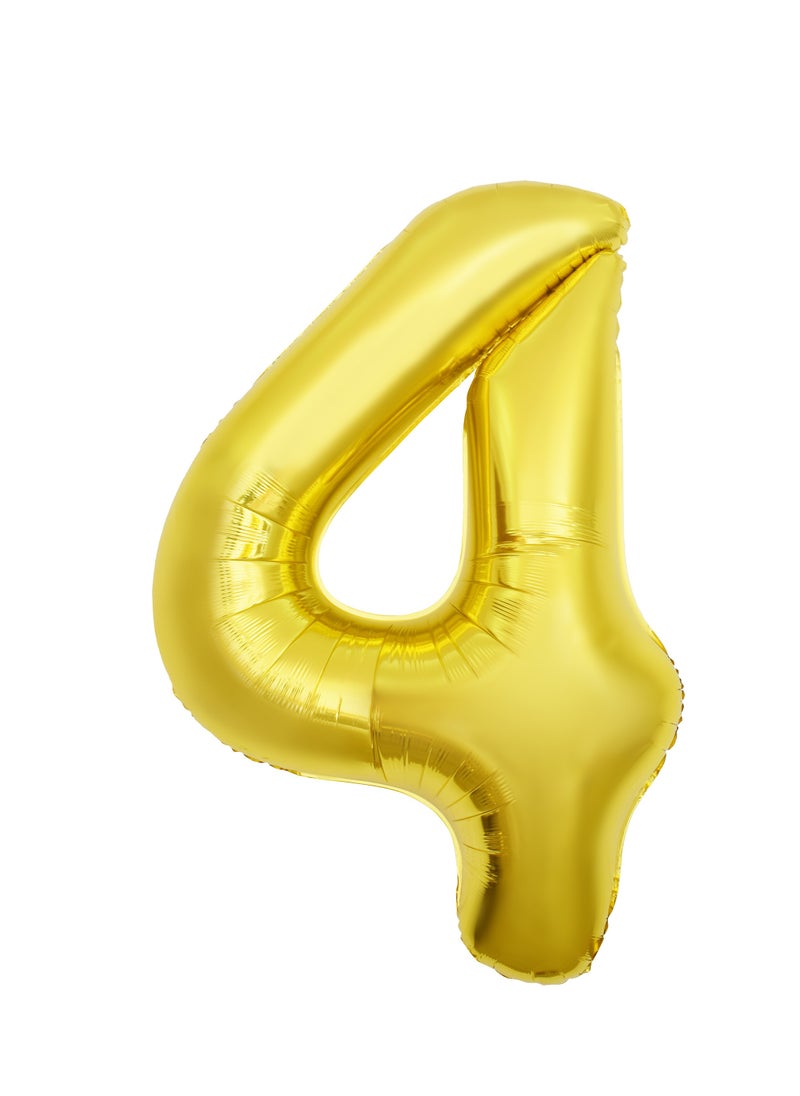 Party Zone Gold Foil Balloon Number 4 52" 