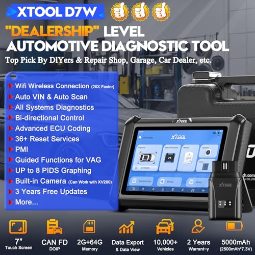 XTOOL D7W Wireless OBD2 Scanner Diagnostic Tool 2025 Upgraded Ver. of D7, Bidirectional Scan Tool, ECU Coding, 36+ Resets, CAN FD & DoIP, All System Scanner for Car with 3-Year Update - Image 2