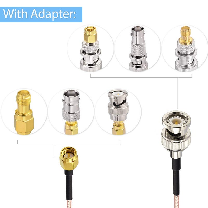 Superbat SMA Male to BNC Male Cable 3ft + 5pcs RF Coax Adapter Kit SMA to BNC Adapter Kit for RF Applications/Antennas/Wireless LAN Devices/Wi-Fi Radios External Antenna etc - Image 5