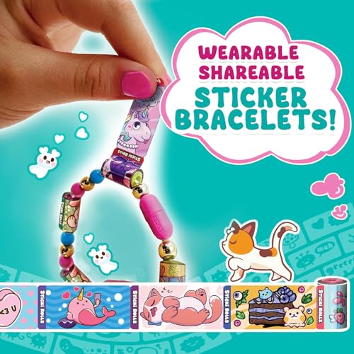 Flavizo DIY Sticker Rolls Bracelet & Band Kit for Kids Girls – 160 Pcs Reusable Cartoon Stickers, Spacer Beads, 16 Bracelet Rolls – Creative Craft & Gift Set, Multicolor - Image 2