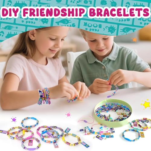 Flavizo DIY Sticker Rolls Bracelet & Band Kit for Kids Girls – 160 Pcs Reusable Cartoon Stickers, Spacer Beads, 16 Bracelet Rolls – Creative Craft & Gift Set, Multicolor - Image 3