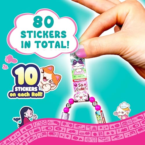 Flavizo DIY Sticker Rolls Bracelet & Band Kit for Kids Girls – 160 Pcs Reusable Cartoon Stickers, Spacer Beads, 16 Bracelet Rolls – Creative Craft & Gift Set, Multicolor - Image 4