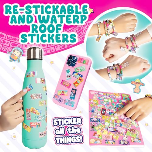 Flavizo DIY Sticker Rolls Bracelet & Band Kit for Kids Girls – 160 Pcs Reusable Cartoon Stickers, Spacer Beads, 16 Bracelet Rolls – Creative Craft & Gift Set, Multicolor - Image 5