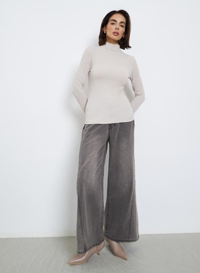 Styli Grey Textured Cable Knit Top - Image 2