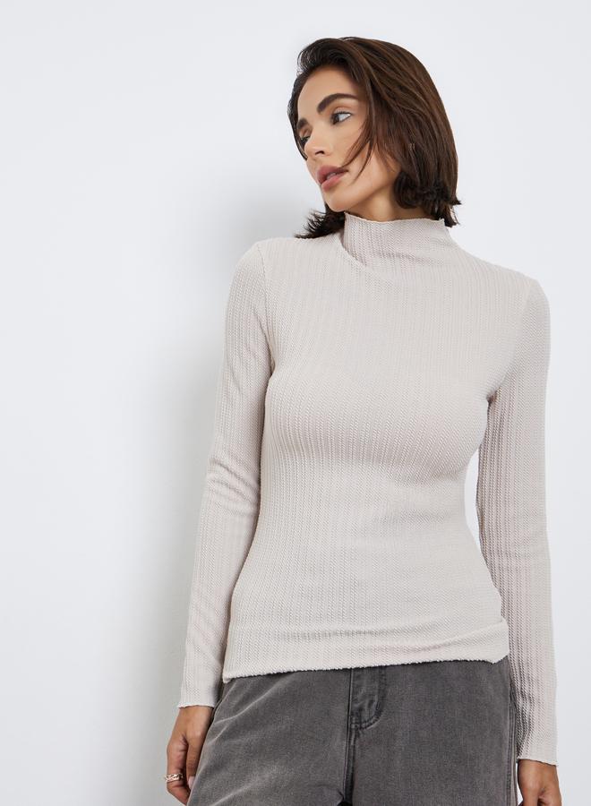 Styli Grey Textured Cable Knit Top - Image 3