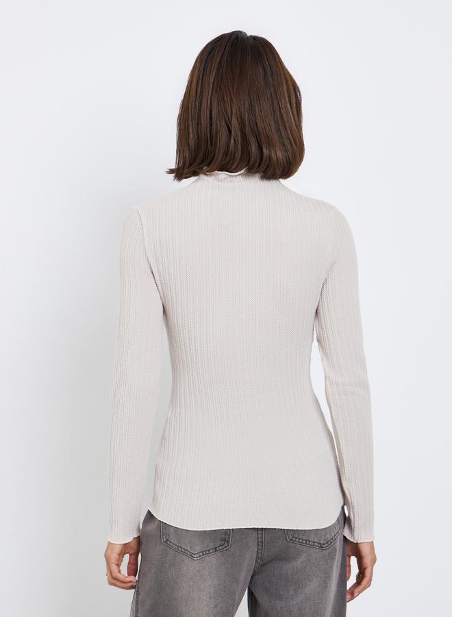 Styli Grey Textured Cable Knit Top - Image 5