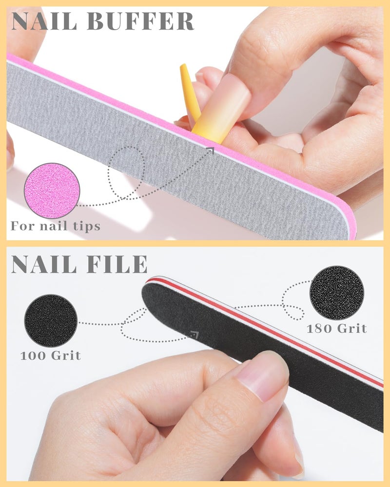 MORGLES Extra Long Tapered Square Nail Tips, 240 Pcs 3XL Full Cover Fake Tips Clear Nail Kit with Glue, Clipper, Files and Cuticle Fork for Acrylic Home DIY with Box - Image 5