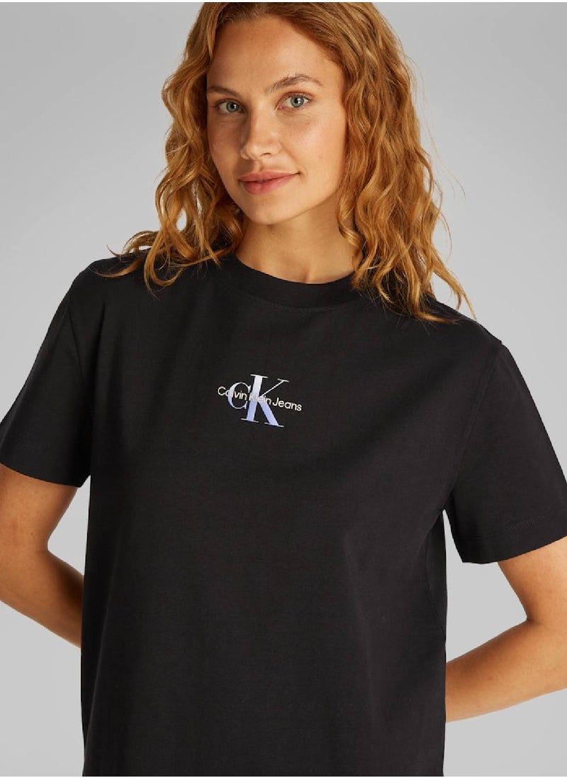 Calvin Klein Jeans - Women's Monogram T-Shirt Dress - Cotton, Black - Image 1