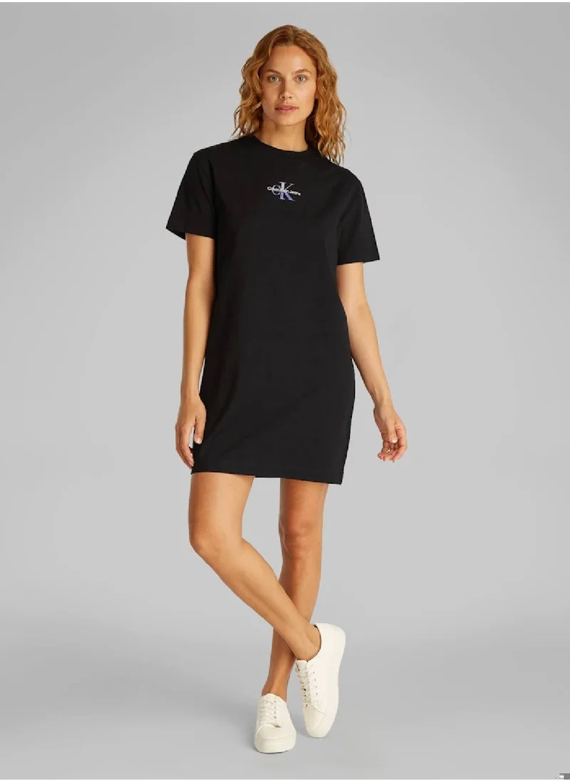 Calvin Klein Jeans Women's Monogram T-Shirt Dress - Cotton, Black