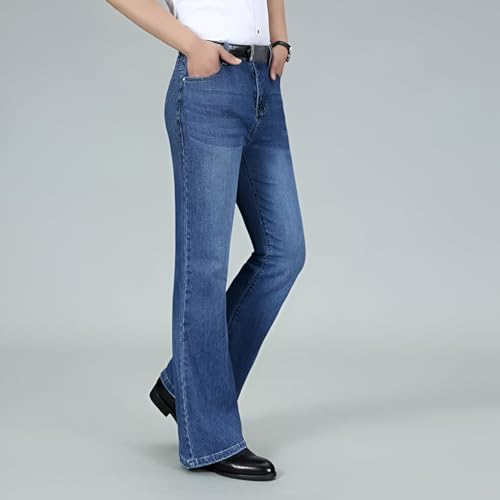 Ben Martin Men’s Bell Bottom Jeans || Bootcut Denim Pants || Wide Leg Flared Jean's for Men || High Waist Stretchable Retro Fit || Cotton Jean for College Casual Light Blue, Size 28 (0) - Image 2