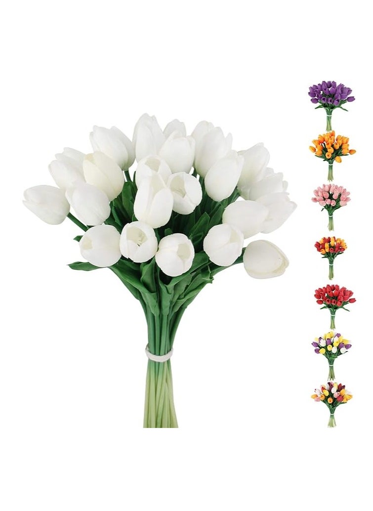 Generic Pack of 10 Artificial Flowers Artificial Flowers Fake Tulip Bouquet Silicone Tulip Fake Flower Plastic Tulip Latex Material, Elegant Flower Decoration for Bridal Bouquets, Home, Party, Office  - Image 3