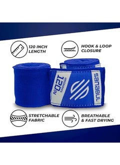Sanabul  Elastic 120 Inch Boxing Hand Wraps | Kickboxing Handwraps For Boxing Gloves For Men, Women, And Kids | Muay Thai Mma Hand Wraps | Blue  - Image 5