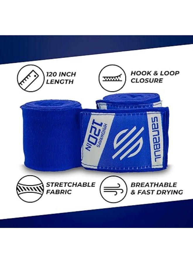 Sanabul  Elastic 120 Inch Boxing Hand Wraps | Kickboxing Handwraps For Boxing Gloves For Men, Women, And Kids | Muay Thai Mma Hand Wraps | Blue  - Image 5