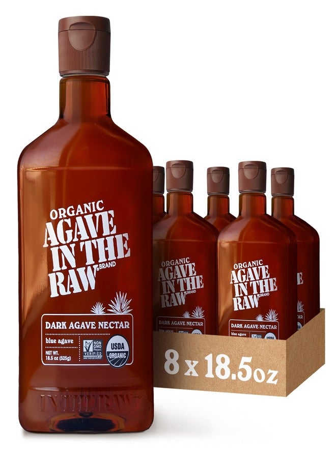 IN THE RAW Agave In The Raw Organic Agave Nectar Sweetener, Blue Agave Syrup, No Erythritol, Sugar Substitute for Coffee, Baking, Hot & Cold Drinks, Natural, Low Carb, Vegan, Gluten-Free, 18.5oz Bottle (8 Pack) - Image 1
