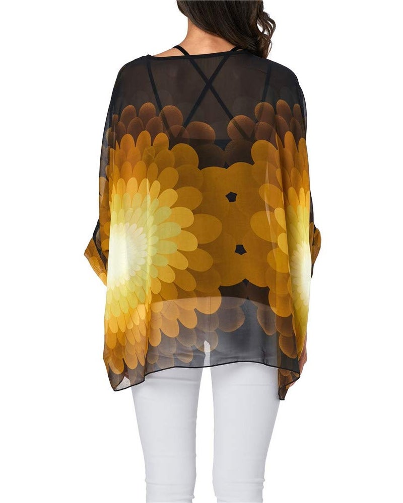 Vanbuy Womens Summer Printed Batwing Sleeve Top Chiffon Poncho Flowy Loose Sheer Beach Cover Up Z336-43-4339 - Image 5