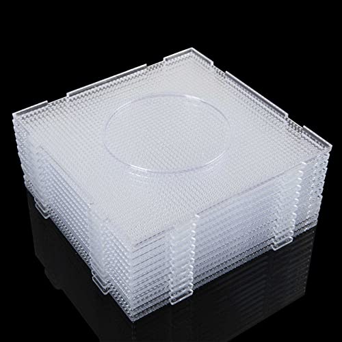 Ziqi 12PCS Mini Perler Bead Pegboards, 2.6mm Plastic Square Boards, Large Clear Pegboards for 2.6MM Mini Fuse Beads, Craft Beads-5.3 x 5.3 Inch - Image 1