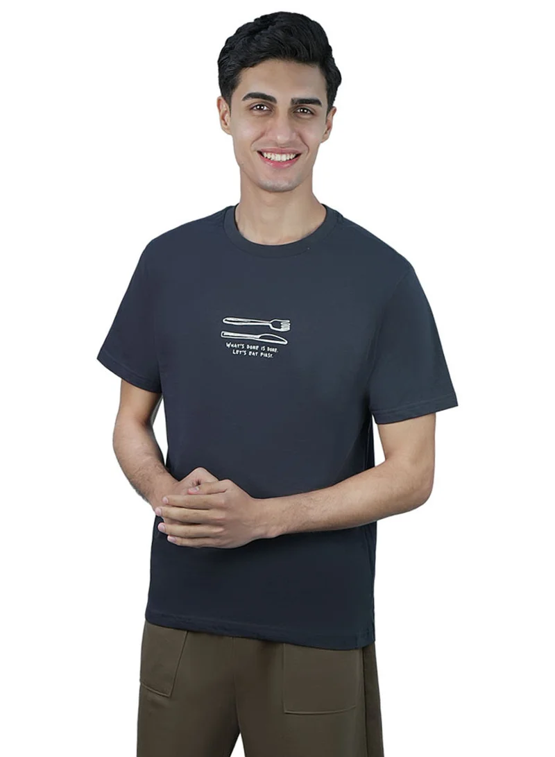 Men’s Slim Cotton Crew Neck Message Print Tee