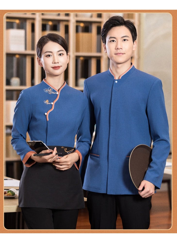 NIBEMINENT Hotel Waiter Workwear Long Sleeve Autumn and Winter Clothes Female Dining Teahouse Hot Pot Restaurant Front Office Staff  - Image 1