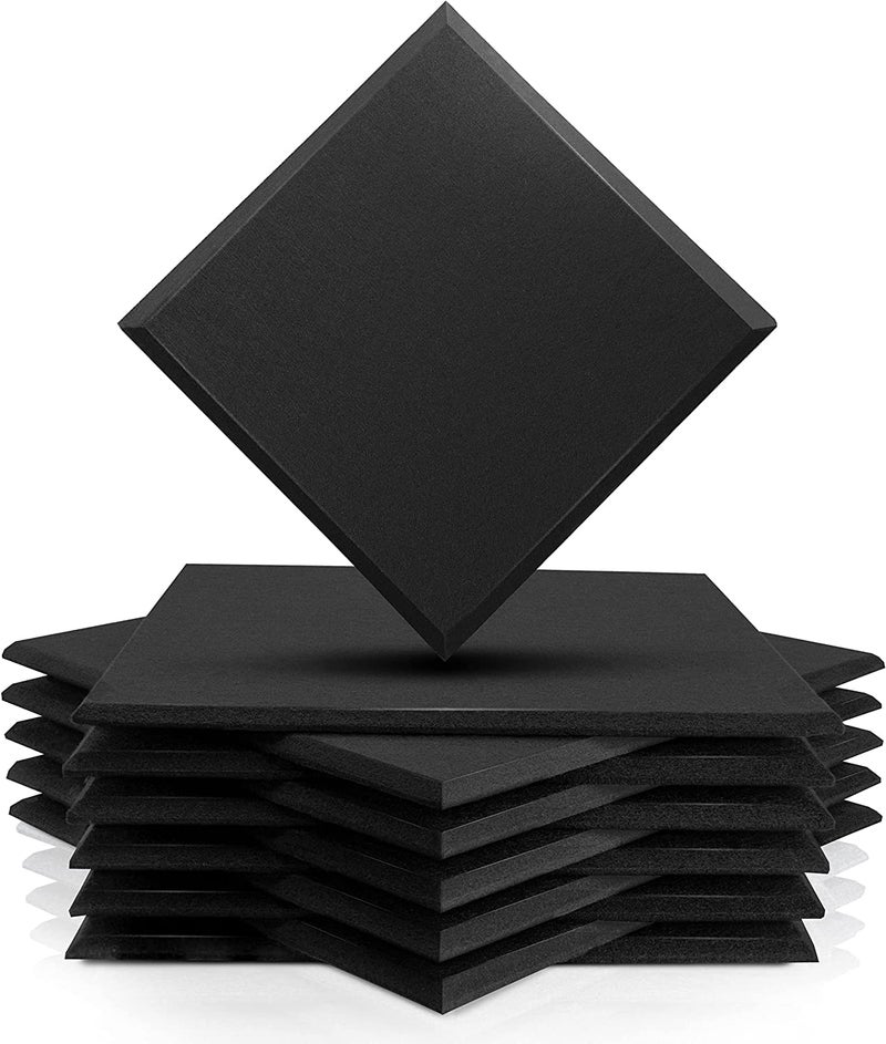 KS AUDIOSOUL ZEE Sound Proofing Studio Foam Padding High Density Polyester Fiber Acoustic Treatment, 30 * 30 * 1 cm Sound Insulation Panels Beveled Edge Tiles,Studio Home and Office. (Pack 6, Black) - Image 3