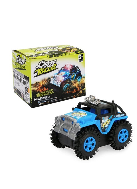 Crazy Racers Electric Stunt Car Toy, Off-Road Vehicle with Flip Function, 10.5 x 7 x 8 cm, Ages 3+,Blue