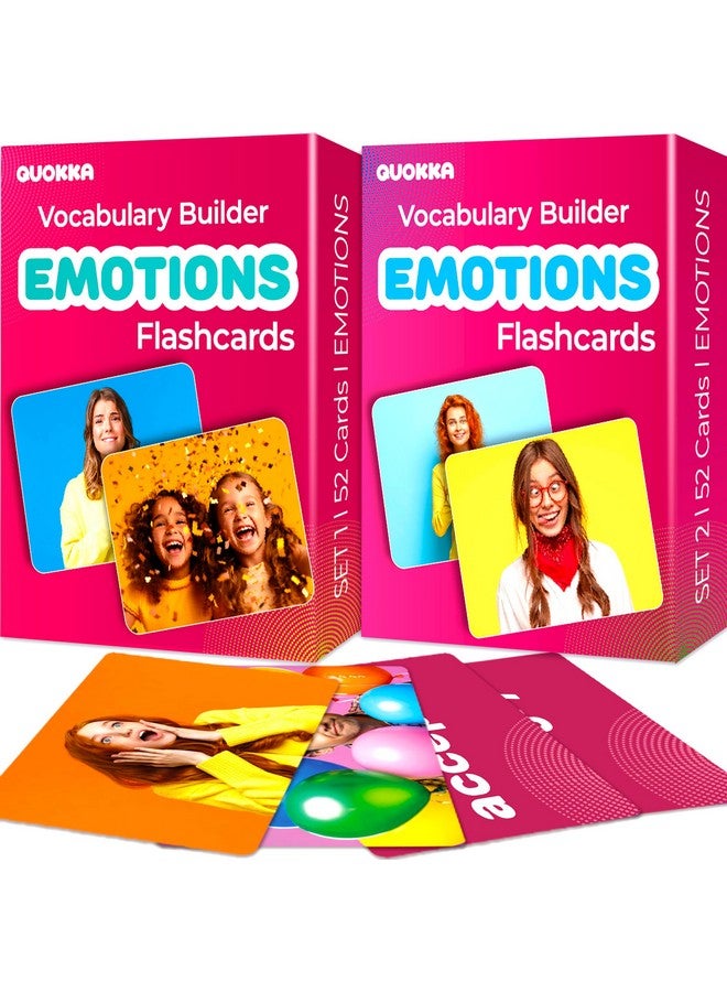 quokka بطاقات فلاش كوكّا 104 للأطفال والبالغين - بطاقات فلاش كبيرة للحياة الواقعية لرياض الأطفال للعلاج بالكلام، علاج ABA، تعليم ESL، التعليم المبكر، بطاقات بناء مفردات المشاعر - Image 1