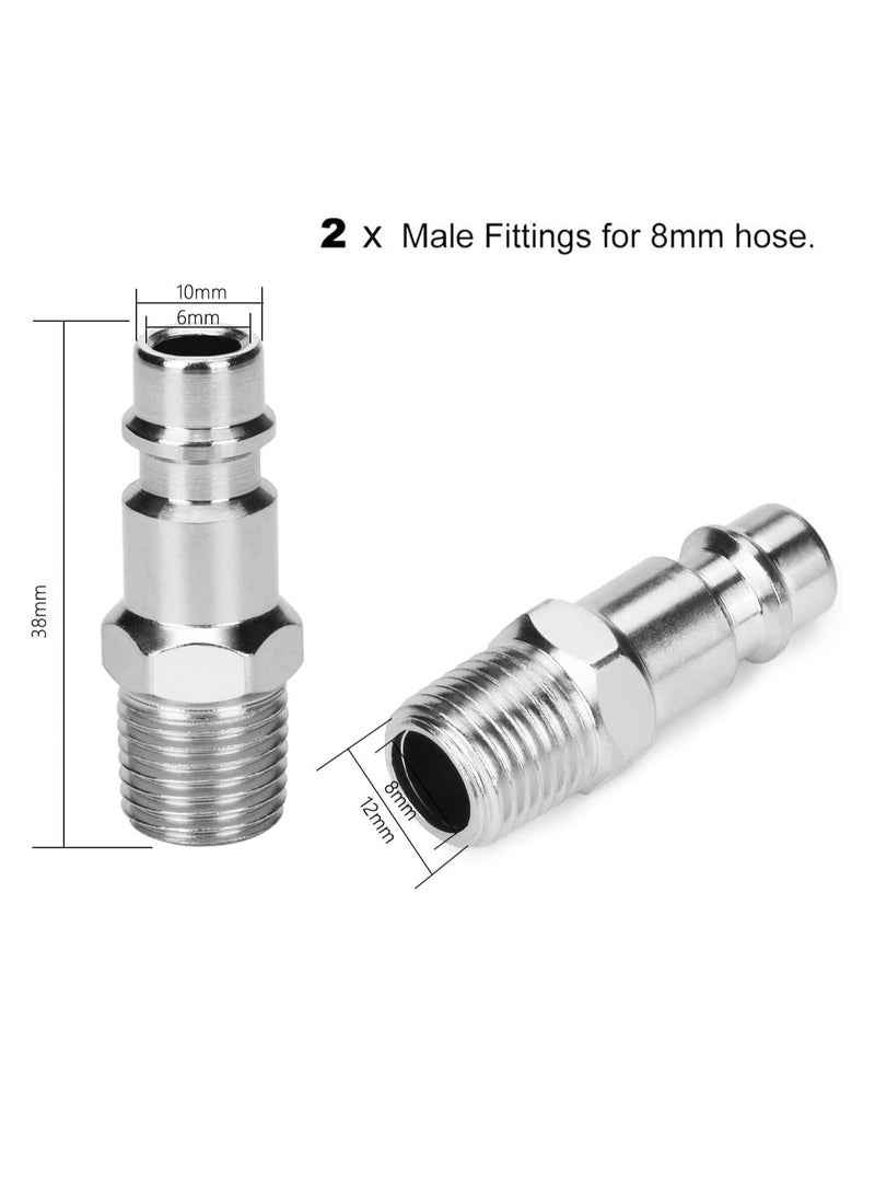 Air Line Connectors, 10 Pieces 1/4" BSP Air Coupler and Plug Kit Male and Female Couplings - Image 5