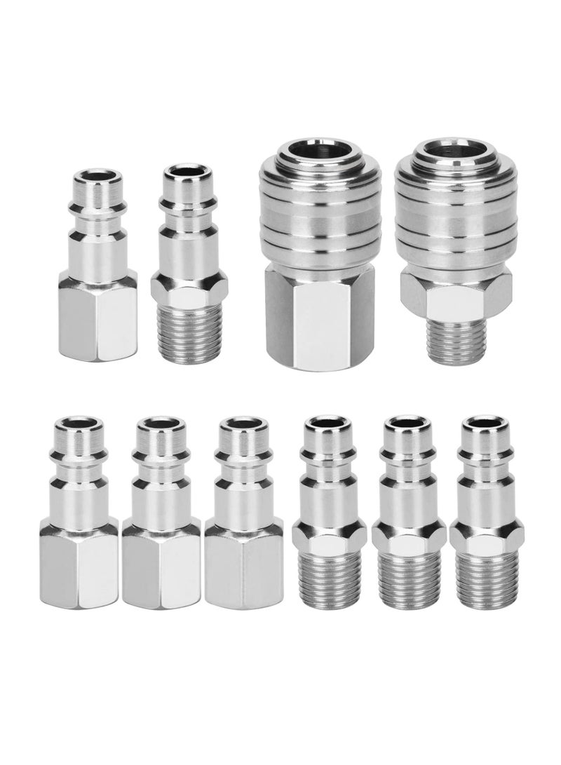 Air Line Connectors, 10 Pieces 1/4" BSP Air Coupler and Plug Kit Male and Female Couplings - Image 1