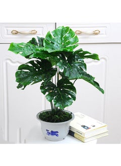 Generic 12 Forked Branches Simulated Plant Bonsai With Plastic Flower Pots Indoor Living Room Decoration Simulated Green Plants Potted Plants Artificial Flower Decorations Bonsai  - Image 1