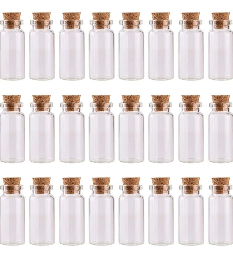 KRAFTMASTERS ®1ml Mini/Tiny Glass Jars with Wood Cork Stoppers,Wishing/Message Bottle for Decorations Lovely Small Wish Bottle Tiny Clear Empty Wishing Message Vial with Cork Jars (10) - Image 1