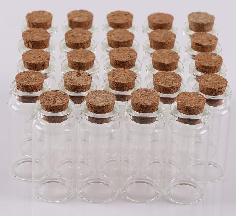 KRAFTMASTERS ®1ml Mini/Tiny Glass Jars with Wood Cork Stoppers,Wishing/Message Bottle for Decorations Lovely Small Wish Bottle Tiny Clear Empty Wishing Message Vial with Cork Jars (10) - Image 2