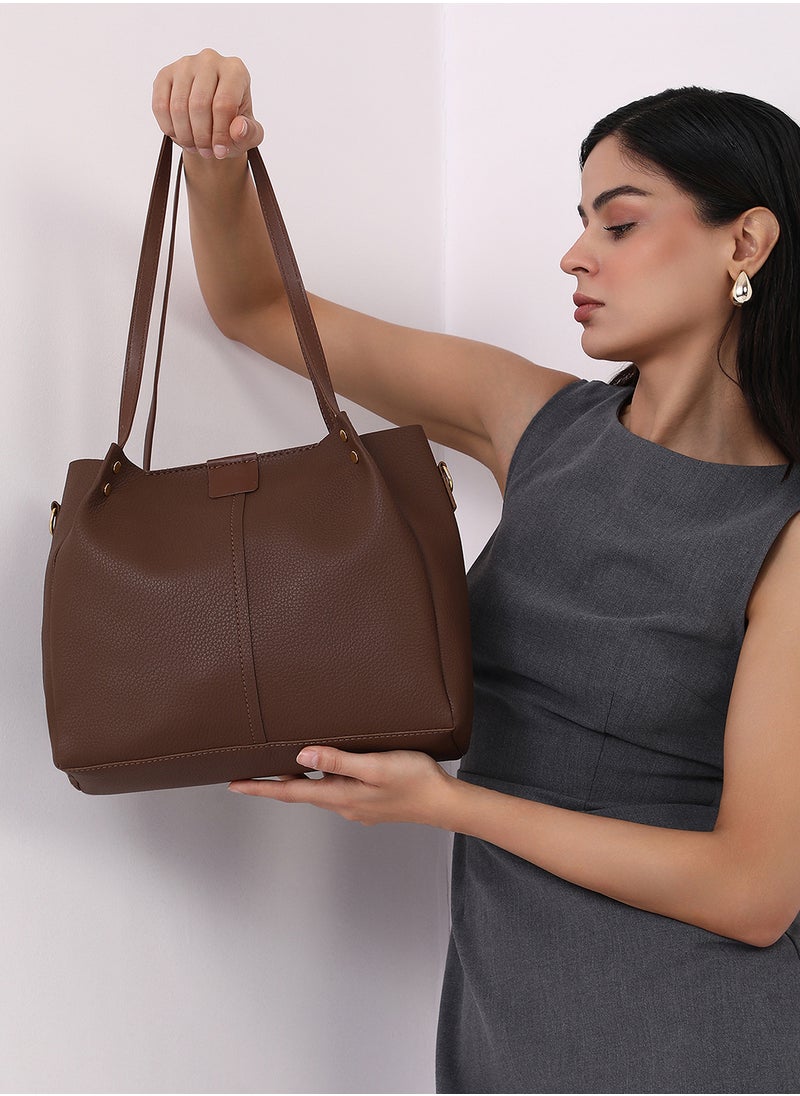 Haute Sauce - Solid Zip Lock Regular Vegan Leather Hand Bag For Women - Image 1