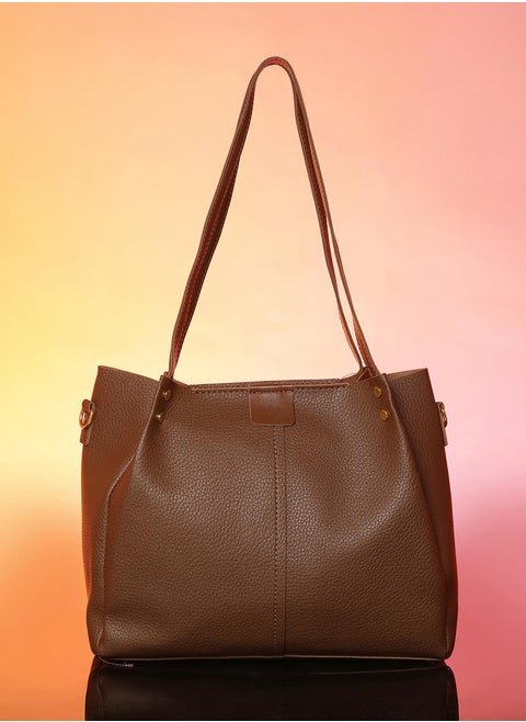 Solid Zip Lock Regular Vegan Leather Hand Bag For Women