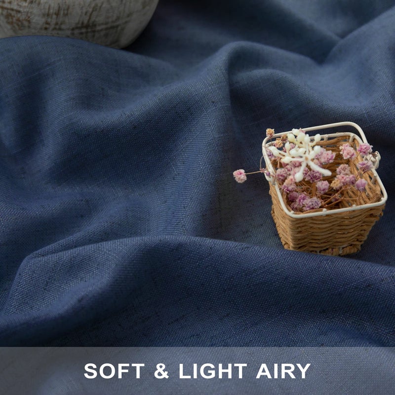 Pitalk Navy Blue Curtains 72 Inch Length for Living Room Pair Set Back Tab Pocket Linen Panel Light Filtering Semi Sheer Dark Blue Curtains for Bedroom Door Picture Window Village Apartment Canopy 52x72 Long - Image 3