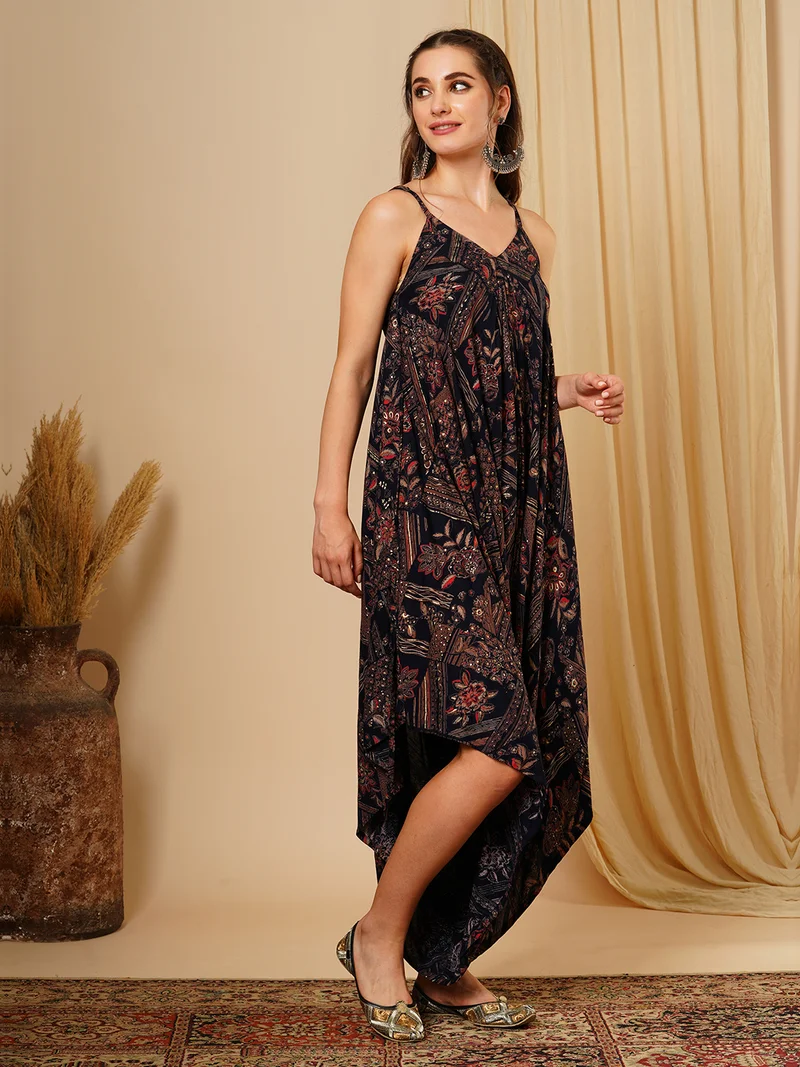 globus Women Ethnic Motifs Printed Shoulder Straps Basic Jumpsuit