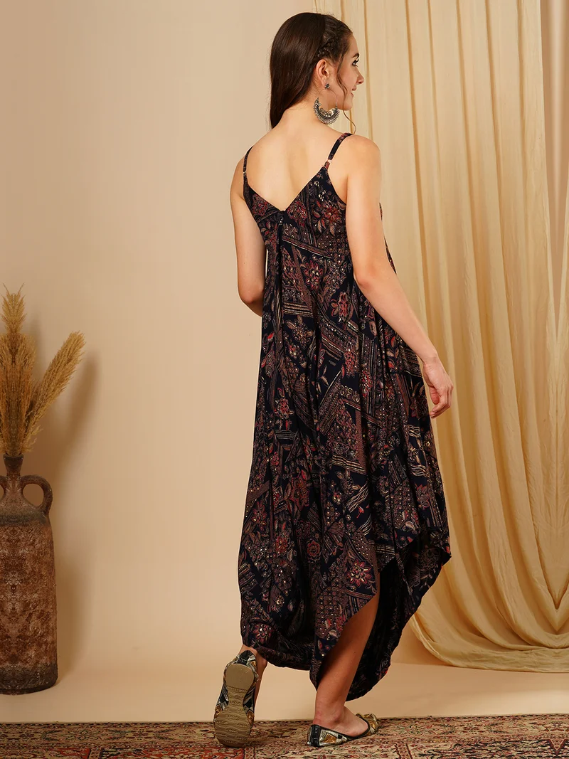 globus Women Ethnic Motifs Printed Shoulder Straps Basic Jumpsuit