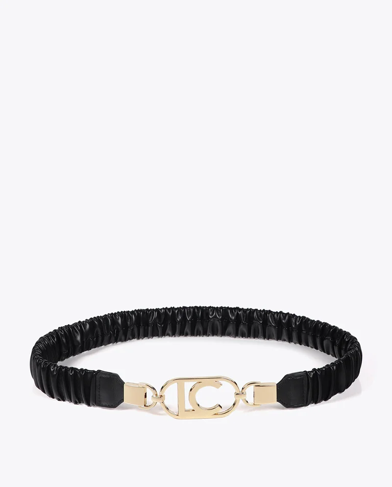 لولا كساديمونت حزام مطاطي جلد صناعي بشعار بيضاوي