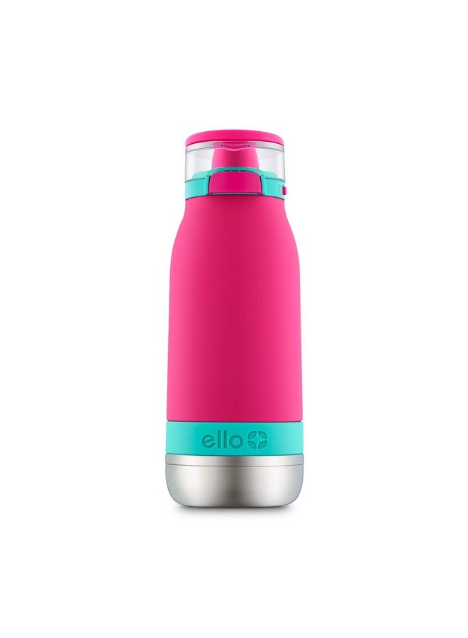 Ello Emma Vacuum Insulated Stainless Steel Water Bottle with Locking Leak Proof Lid and Soft Straw, BPA Free, Tropical Pink, 14oz - Image 1