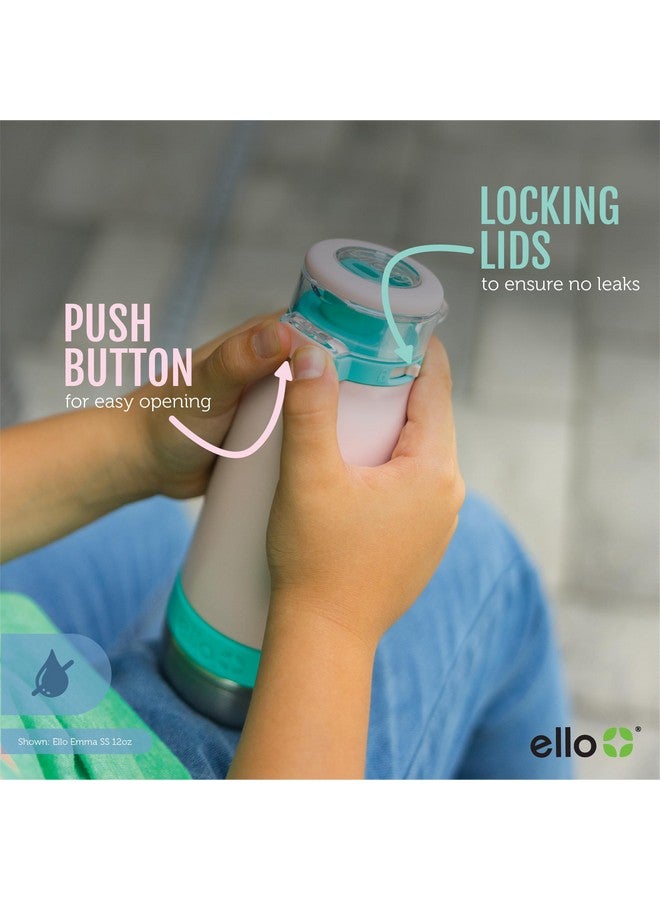 Ello Emma Vacuum Insulated Stainless Steel Water Bottle with Locking Leak Proof Lid and Soft Straw, BPA Free, Tropical Pink, 14oz - Image 4